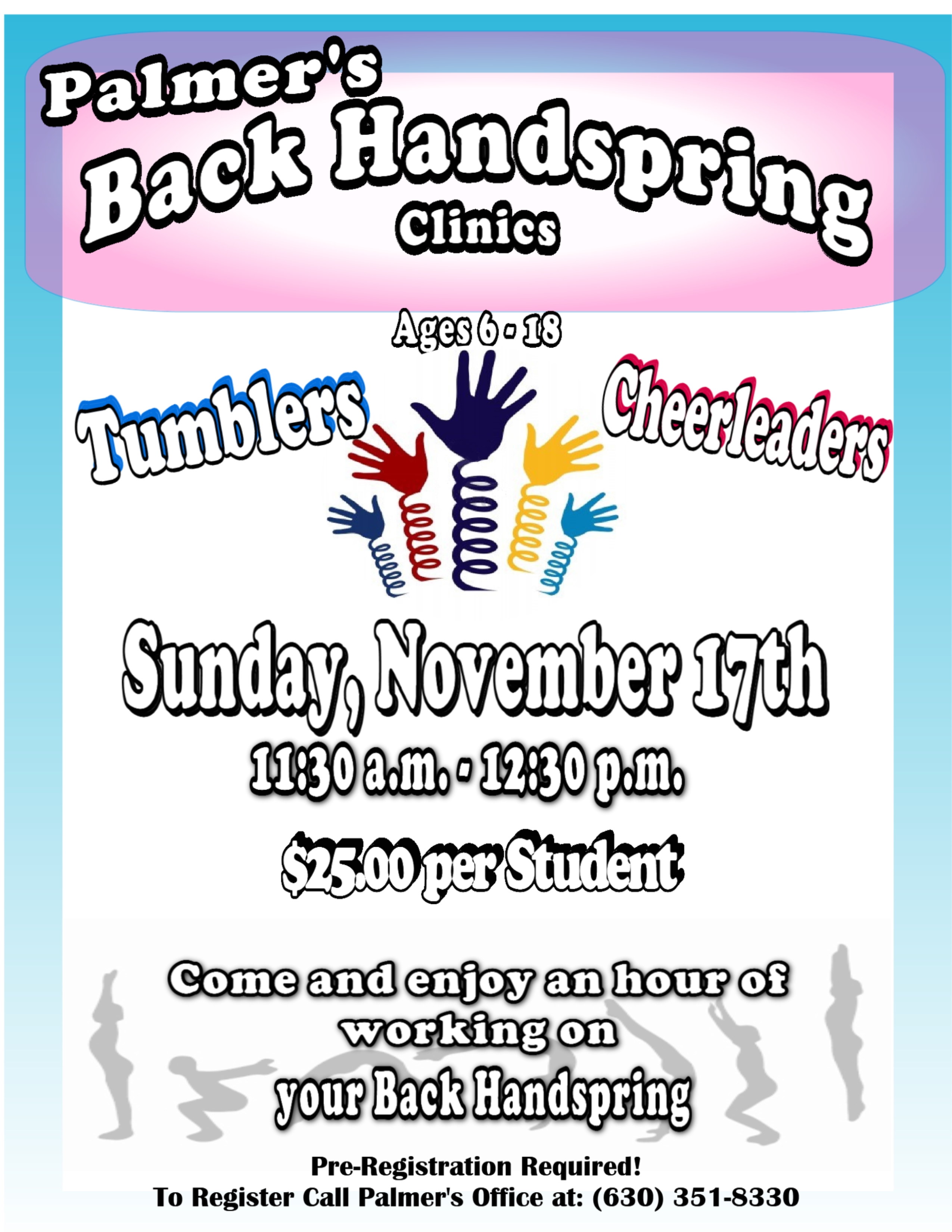 24 Back Handspring Clinics Nov. 17th