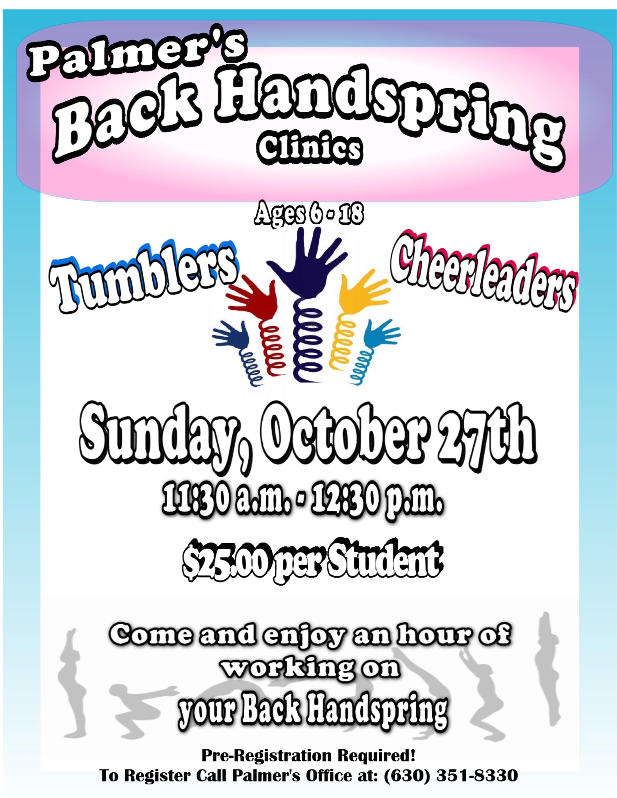 24 Back Handspring Clinics Oct. 27th