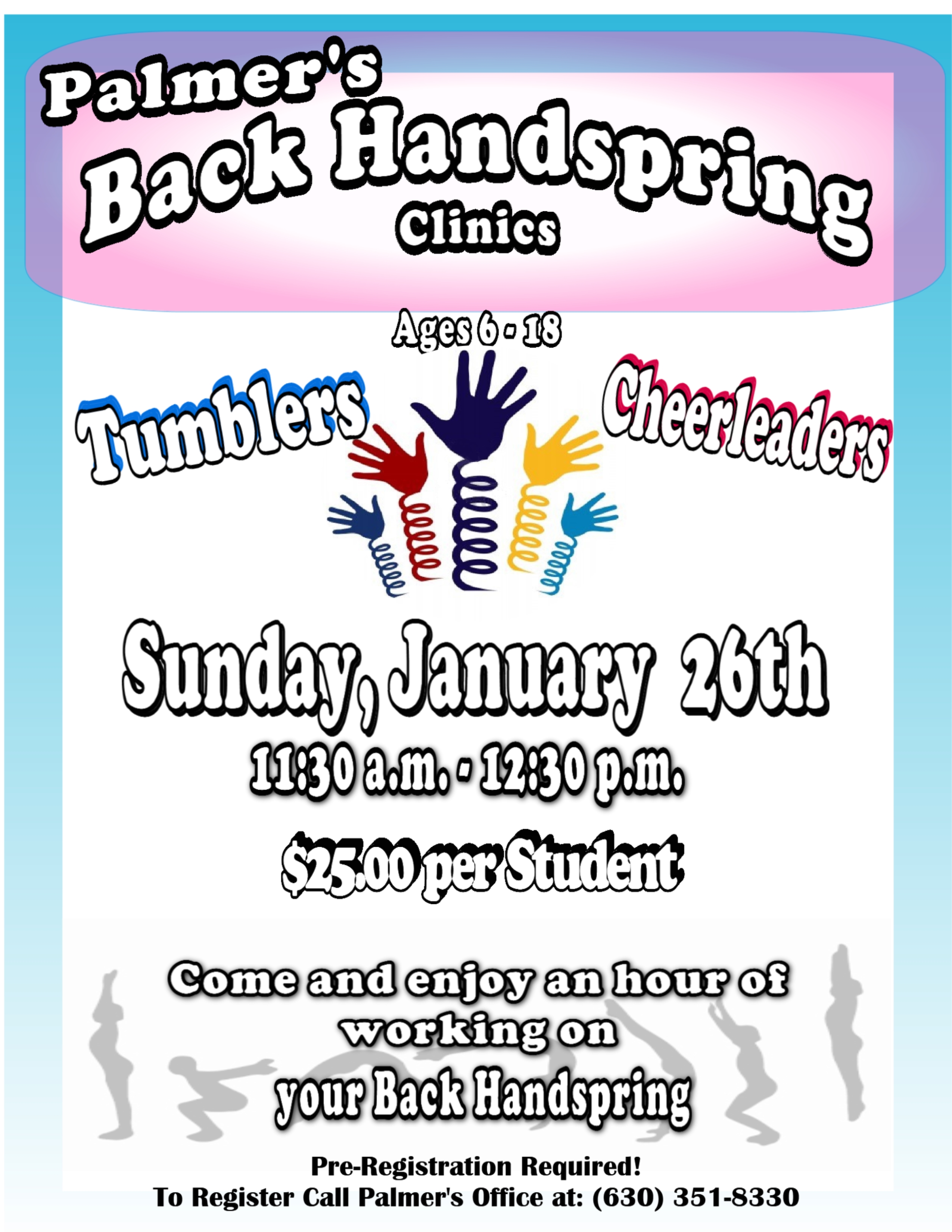 25 Back Handspring Clinic Jan. 26th