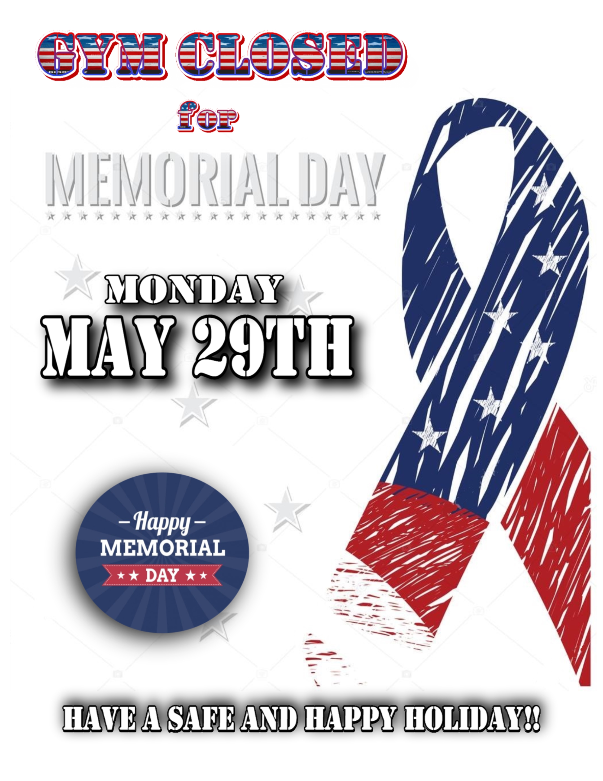 Gym Closed for Memorial Day 2023