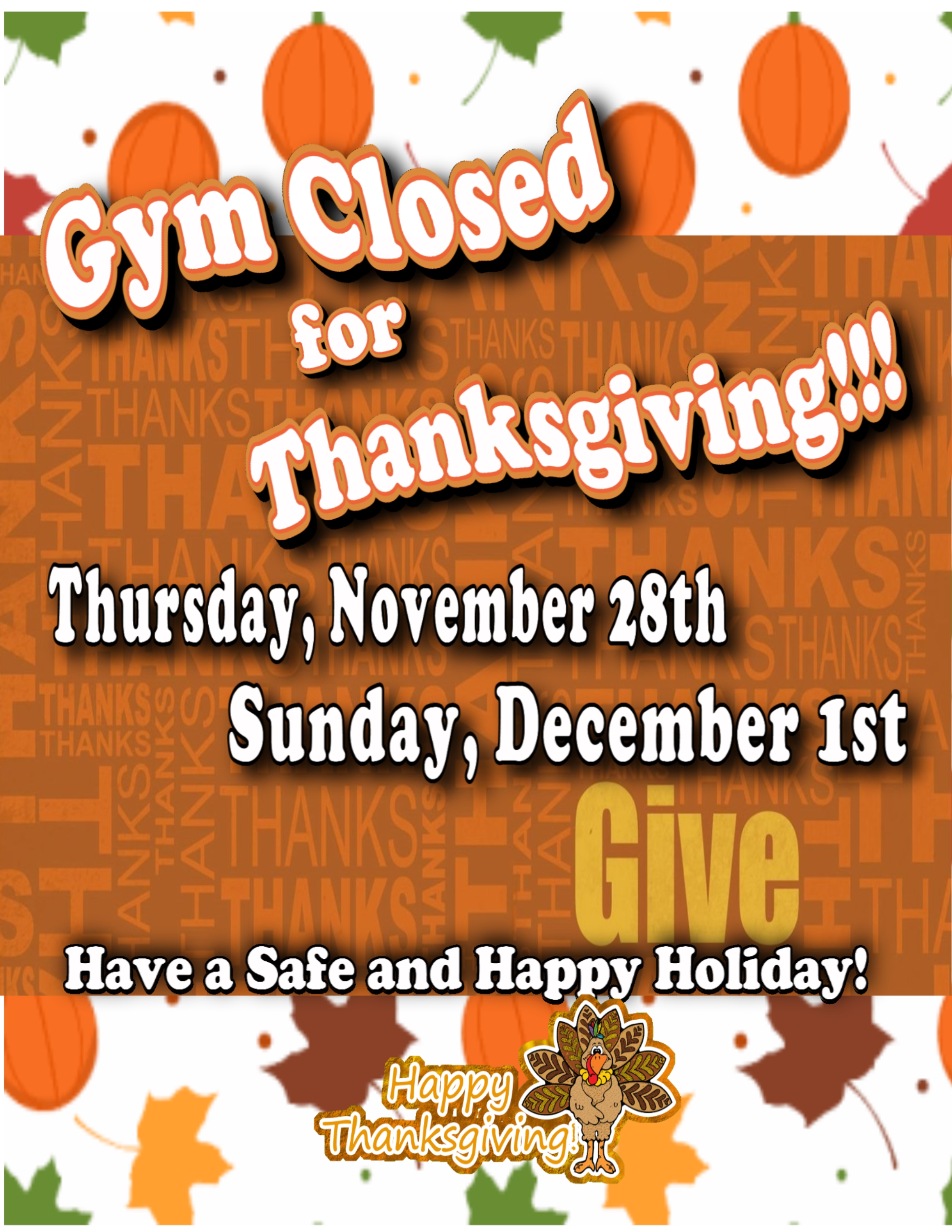 Gym Closed for Thanksgiving 4