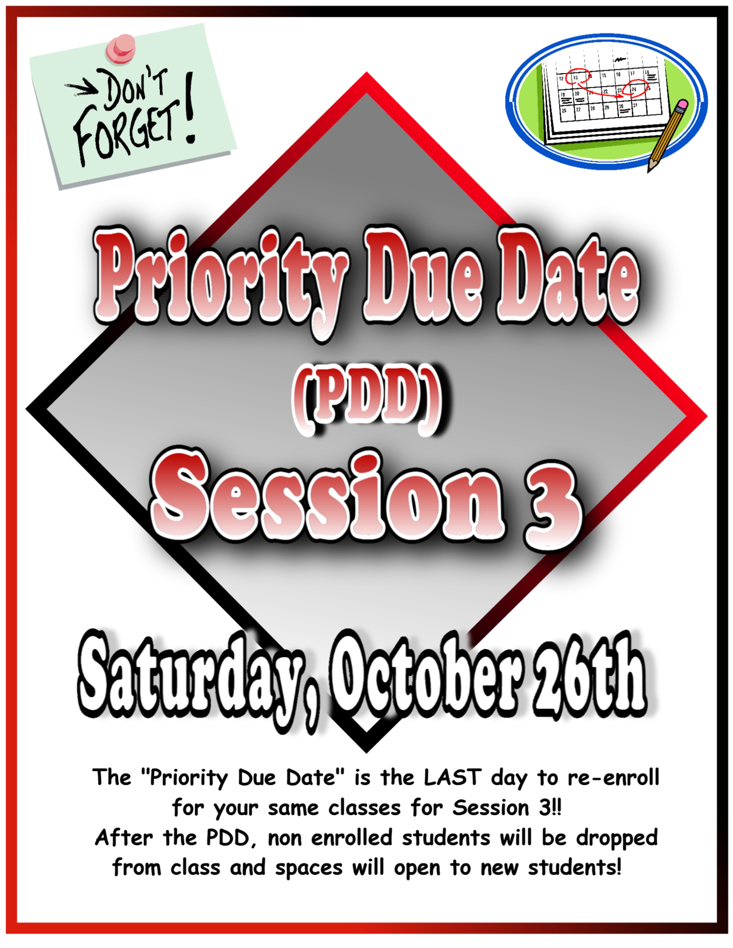 Priority Due Date for Session 15